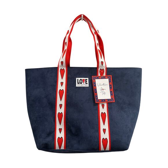 NWT BRIGHTON Limited Edition Velveteen Love Tote Bag Navy Blue - Picture 1 of 5